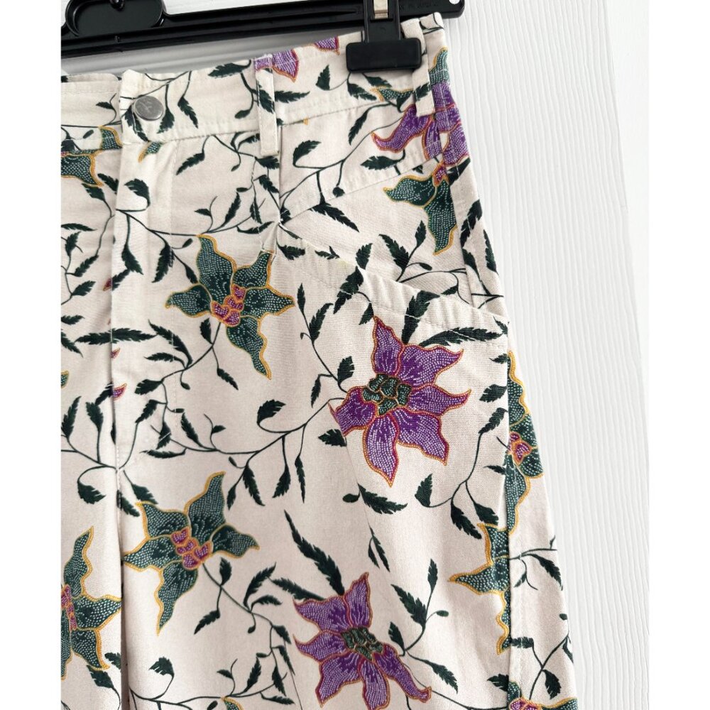 Isabel Marant "Gubaia" floral-print cropped tapered cotton trousers, size 36 - Picture 11 of 15